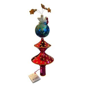 Christopher Radko Splendor Of Peace Finial Ornament With Dove & Stars With Box